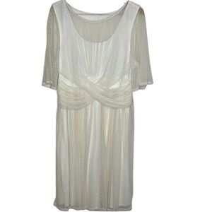 Kiyonna Bridal A-line Midi Ivory Mesh Polka Dot Wedding Dress Women Size 2X